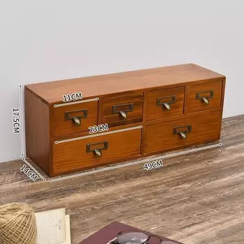 Warming Wooden Desktop Shelf Miscellaneous Stationery Sorting Cabinet Desk Office Drawer Storage Cabinet Cosmetics Storage Box