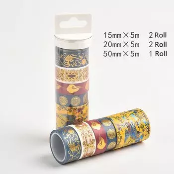 Washi лента YHOCYWJ с золотом, 5 шт.