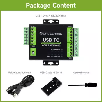 Waveshare промышленный изолированный преобразователь USB в RS232/485, оригинальный чип FT4232HL, настенное крепление и поддержка рельсового крепления