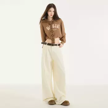 WCFCX STUDIO женские свободные джинсы в стиле ретро, повседневные универсальные широкие джинсы, осенние новые прямые джинсовые брюки с высокой талией Y2K