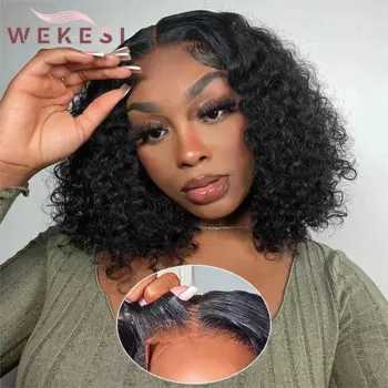 Wear To Go Бесклеевой парик из человеческих волос Water Wave Готов к ношению Короткий парик BOB 4x4 Прозрачная кружевная застежка Парики из человеческих волос для женщин