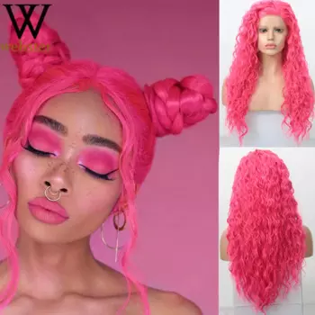 Websterwigs волнистые кружевные передние парики, парики из синтетических волос для женщин, ярко-розовые парики, натуральные волосы, боковая часть, косплей, женский парик