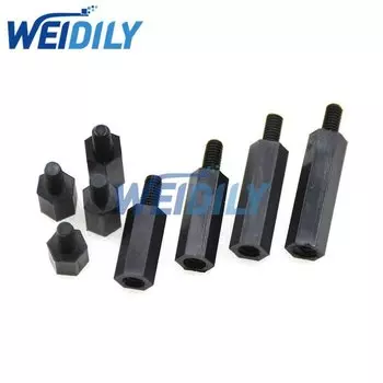 WEIDILY черные нейлоновые шестигранные винты M3 50 шт.