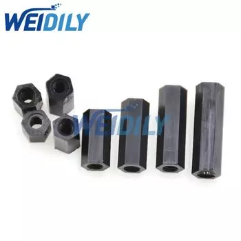 WEIDILY черные нейлоновые шестигранные винты M3 50 шт.