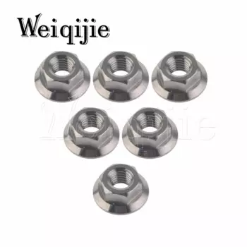Weiqijie 6 шт. M5-M16 стандарт DIN6923 метрические Gr5 титановый сплав шестигранные гайки фланцевая гайка для автомобиля, мотоцикла, велосипедного тормоза