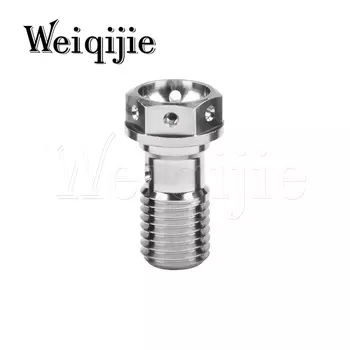 Weiqijie титановый болт M10 Шаг 1,0/1,25 Шестигранная Фланцевая головка банджо винт для тормозной линии мотоцикла Brembo одно отверстие