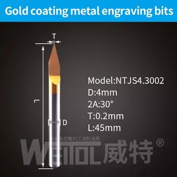 WeiTol твердосплавные гравировальные биты V-образные 4 мм