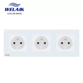 Welaik бренд производителя Стекло Панель стены разъем розетка Белый Черный Франции Стандартный Мощность разъем AC110 ~ 250 В a18fw /b