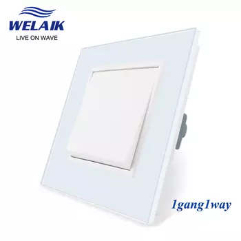 Переключатель WELAIK пластиковый черный/белый 1 Gang 1 Way