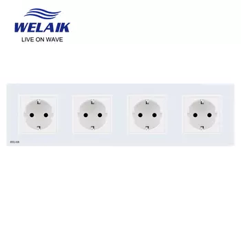 Welaik Стекло Панель стены разъем розетка Белый Черный Европейский Стандартный Мощность разъем AC110 ~ 250 В a38e8e8ew/b
