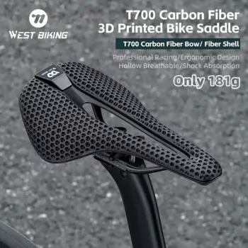 WEST BIKING углеродное велосипедное седло с 3D-принтом 181 г, полый дышащий эргономичный дизайн, седло для дорожного велосипеда, горного велосипеда, велосипедные сиденья, детали