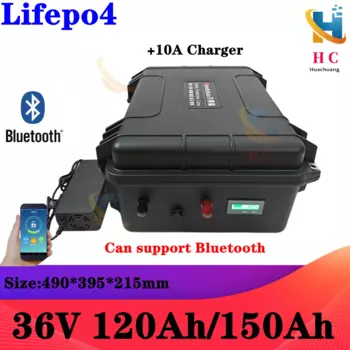 Whatproof 36 В 150 Ач lifepo4 36 В 120 Ач литиевая аккумуляторная батарея lifepo4 для 3000 Вт гоночной тележки, велосипеда, скутера, лодки + зарядное устройство 10 А