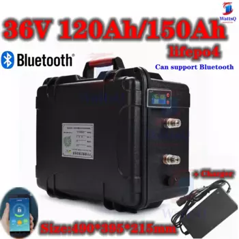 Whatproof 36 В 150 Ач lifepo4 36 В 120 Ач литиевая аккумуляторная батарея lifepo4 для 3000 Вт гоночной тележки, велосипеда, скутера, лодки + зарядное устройство 10 А