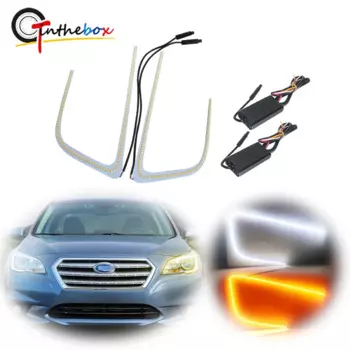 Автомобильная передняя фара с-образным кольцом, Бортовая плата, ходовые огни/указатели поворота для Subaru WRX/WRX STi, для Legacy 2015-2018, белый и янтарный цвет