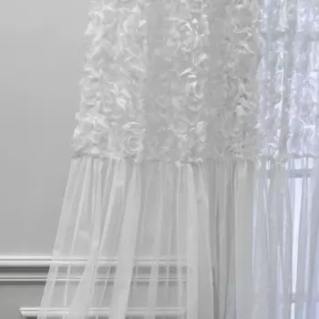 Шторы AiFish белые 3D цветочные из полиэстера