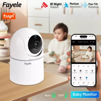 Wi-Fi 4-мегапиксельная HD-видеоняня Tuya, 2-полосная аудиосвязь, беспроводная IP-камера видеонаблюдения PTZ, детская няня с автослежением