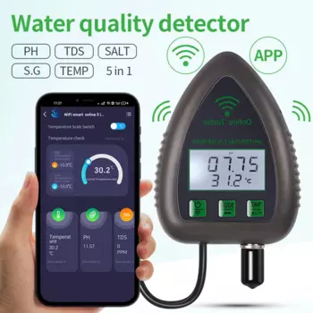 Wi-Fi 5 в 1 тестер качества воды Bluetooth Многофункциональный TDS EC соль S.G. Измеритель температуры PH цифровой монитор воды для аквариумов
