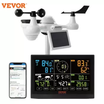 Wi-Fi Метеостанция VEVOR 7 в 1 с цветным дисплеем и датчиком температуры и влажности