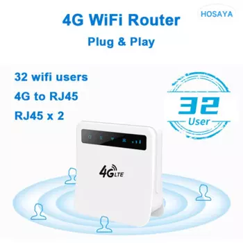 Wi-Fi роутер с SIM-картой 4G, 32 пользователя, RJ45 WAN LAN 4G, беспроводная точка доступа, 4G lte cpe
