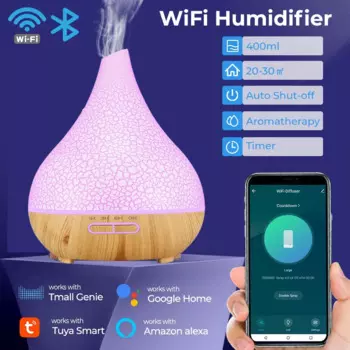 Wi-Fi Smart 400 мл электрический ароматический диффузор диффузор эфирного масла увлажнитель воздуха ультразвуковой пульт дистанционного управления туманообразователь для дома