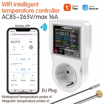 Wi-Fi терморегулятор розетки 16А