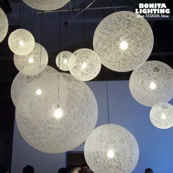 Подвесной светильник IKVVT, ротанг, круглый, белый