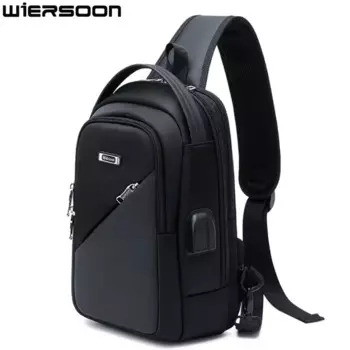 WIERSOON Flex нагрудная сумка, новая анти-вордовая мужская сумка через плечо, водонепроницаемые сумки на плечо, зарядка через USB, короткое поездка для мужчин, дорожный пакет