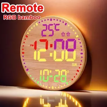 WiFi цветной LED настенные часы с температурой