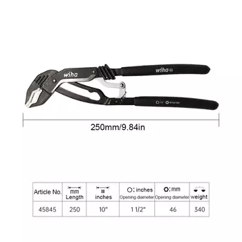 Wiha 45845 регулируемые, водяной насос плоскогубцы с удобными захватами 10-дюймовый механизм регулировки кнопочного механизма