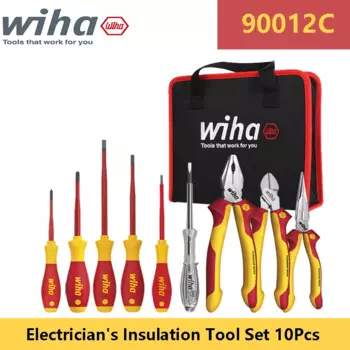 WIHA 90012C набор инструментов для изоляции электрика с семейным набором отверток и электрической ручкой черная сумка для инструментов