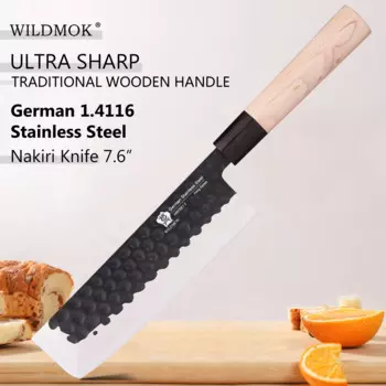 WILDMOK 7-дюймовый стандартный немецкий нож для измельчения овощей из нержавеющей стали Азиатский нож для шеф-повара Usuba для левой руки