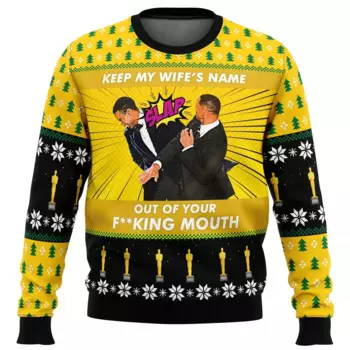Will Smith Slaps Chris Rock Meme Ugly Christmas Sweater Подарок Пуловер Санта-Клауса Мужская 3D толстовка и топ на осень и зиму