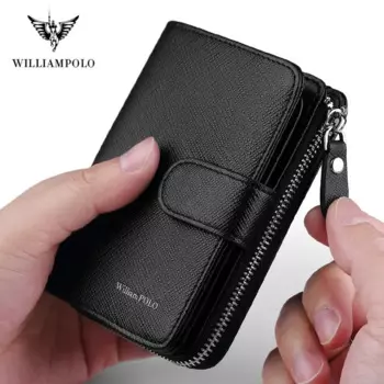 WILLIAMPOLO кошелек из натуральной кожи, мужской короткий кошелек с карманом для монет, держатель для карт, RFID-блокировка, засов, мужской кошелек