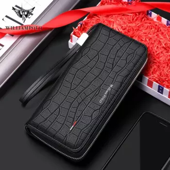 WilliamPOLO кошелек мужской длинный кожаный противоугонный кошелек большой емкости многофункциональный кошелек с держателем для карт простая ручная сумка