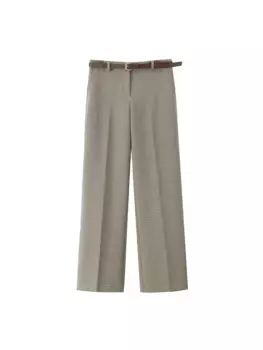 Willshela женские модные прямые брюки с поясом в клетку спереди на молнии, винтажные женские шикарные брюки полной длины с высокой талией