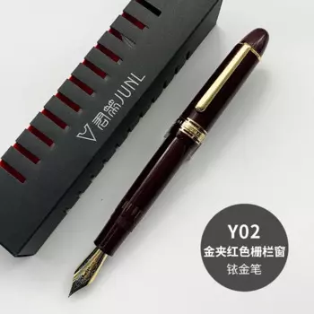 WingSung JUNLAI 930 Перьевая ручка из смолы с поршневым наполнением F M B Большой наконечник No 9 Золото Серебро Зажим Студенческая офисная подарочная ручка Канцелярские принадлежности