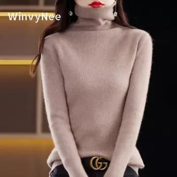 WinvyNee норковая кашемировая женская одежда, свитер, водолазка, тонкие однотонные топы, верхняя одежда, 2024, зимний пуловер, большие размеры A 1248021