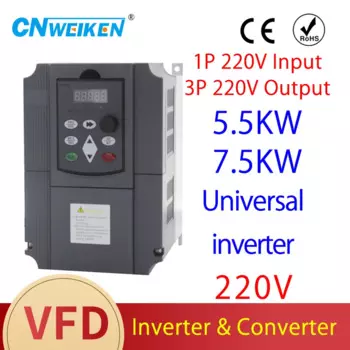 WK600 VFD универсальный инвертор 7,5 11 кВт 50 Гц 220 В 1 P вход 3 P выход 220/380 В для ЧПУ Шпиндельный конвертер