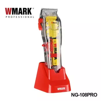 WMARK 7300 об/мин NG-108PRO Перезаряжаемая машина для стрижки волос Машинки для стрижки волос Триммер Прозрачная крышка Красная основа