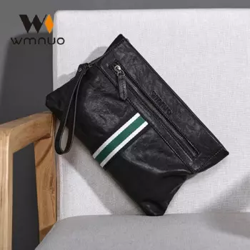 Wmnuo Для мужчин, сумка для женщин, сумка для сумки из коровьей кожи из кусочков натуральной кожи большая Мягкая ручная сумка для мужчин кошельки в Корейском стиле зажим конверт сумка на молнии черного цвета