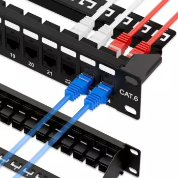 WoeoW 24 порта RJ45 патч-панель Cat6 подача сквозь, соединительная сетевая патч-панель 19 дюймов, встроенная сетевая коммутационная панель Keystone Ethernet