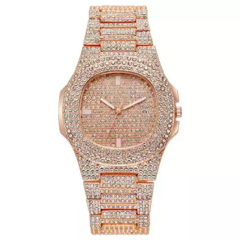 WOKAI высококачественные роскошные стильные мужские кварцевые часы со стальным ремешком и бриллиантами, деловые светящиеся водонепроницаемые часы в стиле ретро