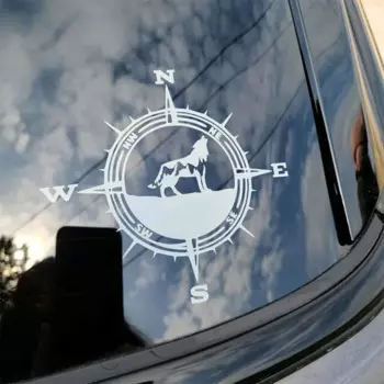 Автомобильные наклейки с волком Comcass и Wolf, дизайнерские наклейки, погодостойкие уличные виниловые ПВХ наклейки, автомобильные декоративные наклейки для окна, бампера