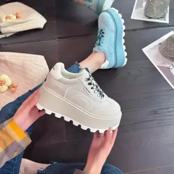 Women's Casual Shoes Wedges Platform Sole Lace-up Faux Suede Shoes Women Leisure Comfortable Spring Fashion Кроссовки Женские