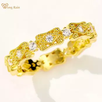 Wong Rain 18K позолоченное серебро 925 пробы сверкающий лабораторный сапфир драгоценный камень Винтажное кольцо обручальное кольцо ювелирные изделия оптом