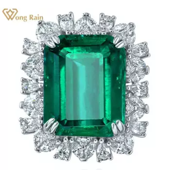 Wong Rain 925 пробы серебро 9 карат изумруд высокоуглеродистые бриллианты драгоценный камень юбилей Винтажное кольцо для женщин Изысканные Ювелирные изделия Подарки