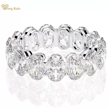 Wong Rain стерлингового серебра 925 пробы овальный высокоуглеродистый бриллиант драгоценный камень обручальное кольцо обручальное кольцо ювелирные изделия оптом