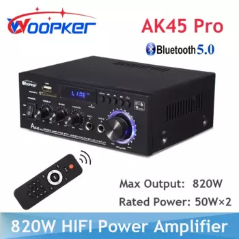 Woopker AK45 Pro 820 Вт Hi-Fi цифровой усилитель канал 2,0 Bluetooth аудио усилитель басовый динамик номинальная мощность 50 Вт 2 для домашнего автомобиля караоке