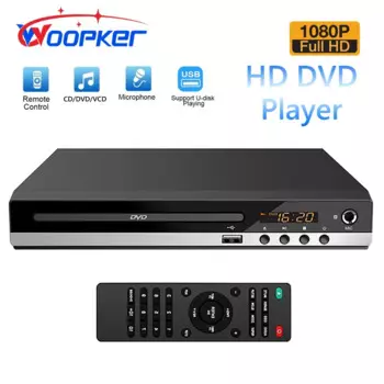 Woopker B29 HD 1080p CD/EVD/VCD DVD-плеер с AV и HD-выходами Домашний цифровой медиаплеер с USB-портами и микрофонными портами