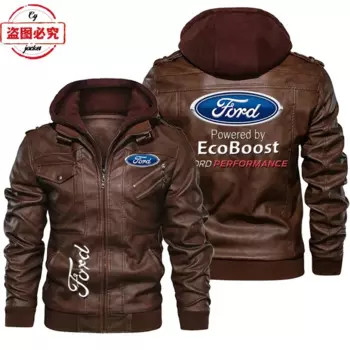 WRC Rally Ford Racing Logo Куртка из искусственной кожи Мужская кожаная куртка с капюшоном Куртка с логотипом Ford